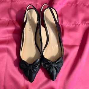 Talbots Black Leather Sling Kitten Heels